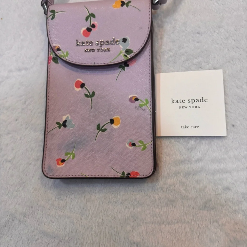 Kate Spade Flap Phone Crossbody Small Purse Purple Cameron Wildflower‎ Ditsy